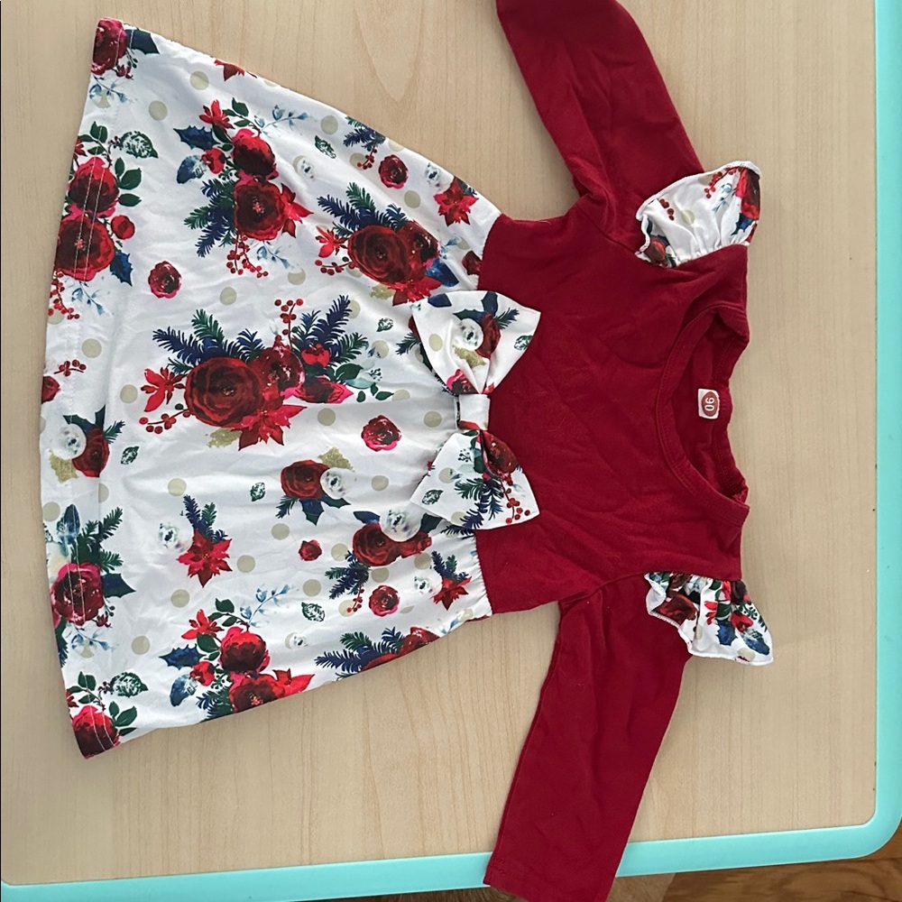 Floral Red and White Baby Dress